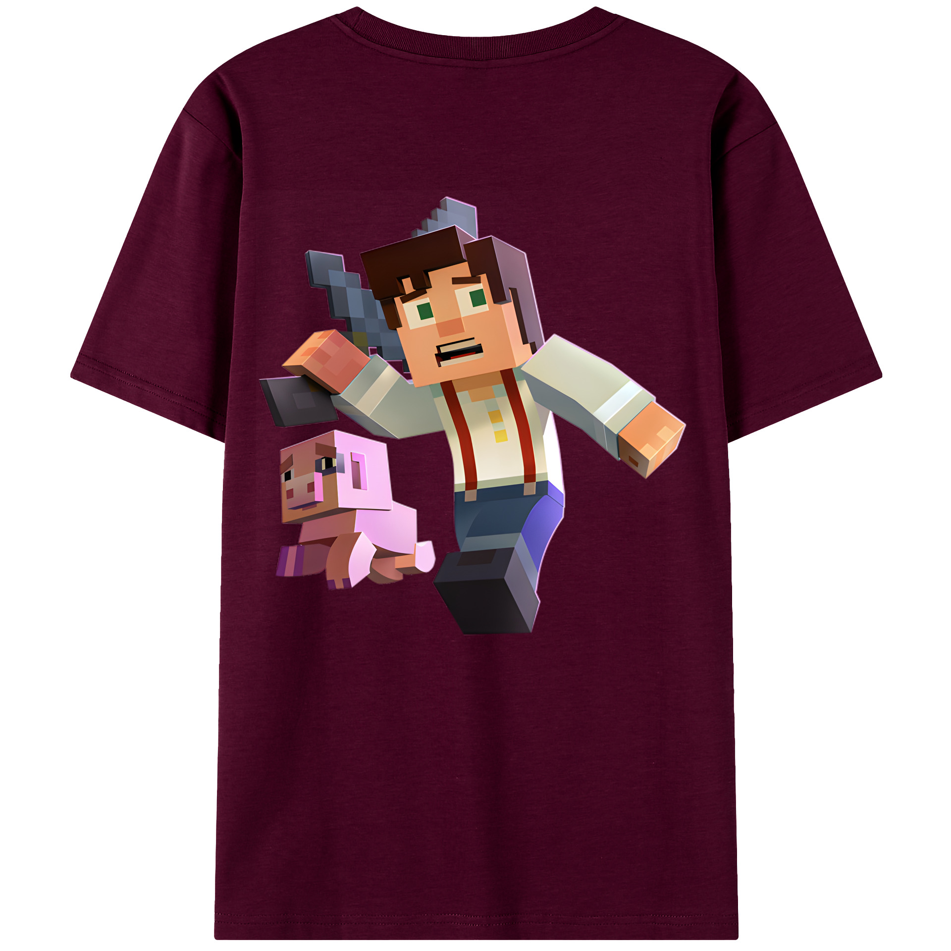 （画像用） マインクラフト ブロックの世界 Minecraft MC Block world レディース半袖Tシャツ(バックプリント)